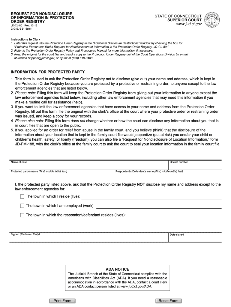  Ct Protection Form 2016-2024