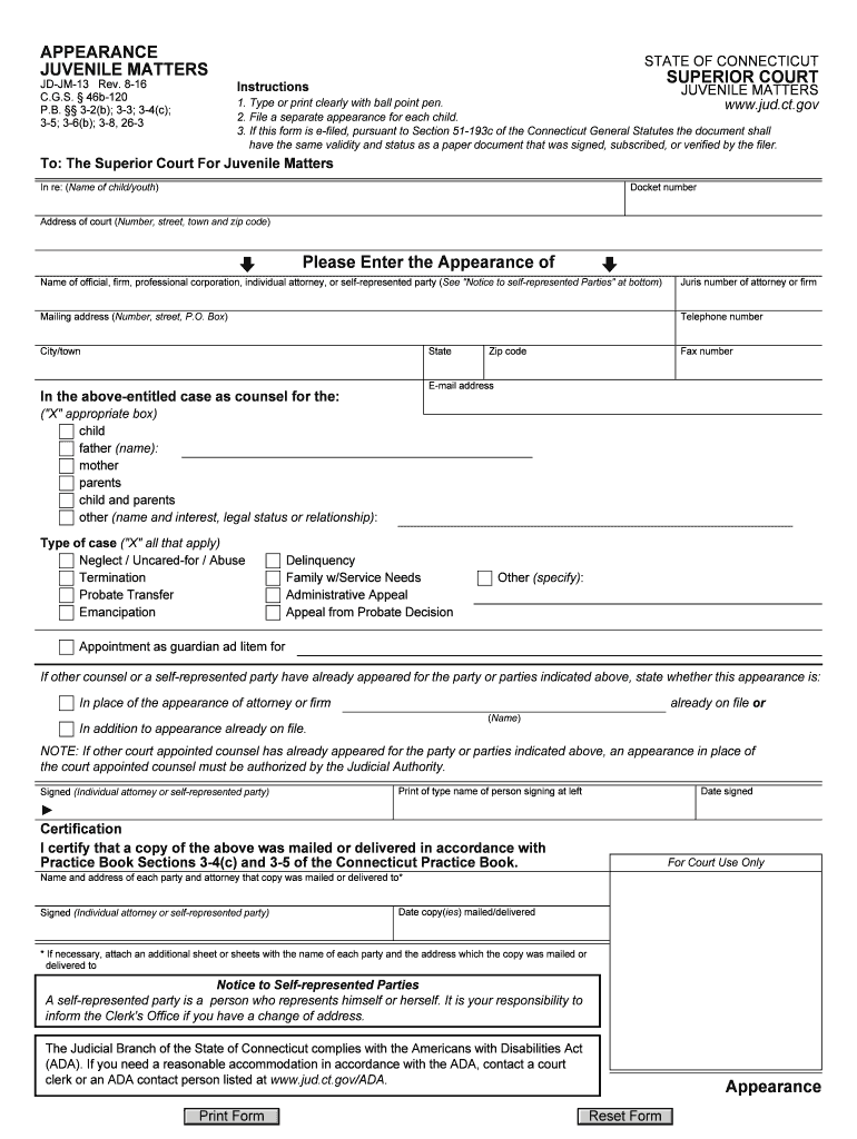  Appearance Juvenile Matters 2016-2024