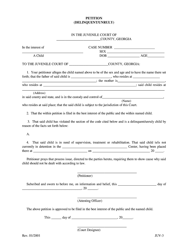 Georgia Petition Juvenile  Form
