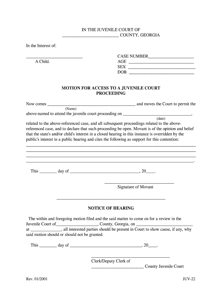 JUV22 Uniform Forms