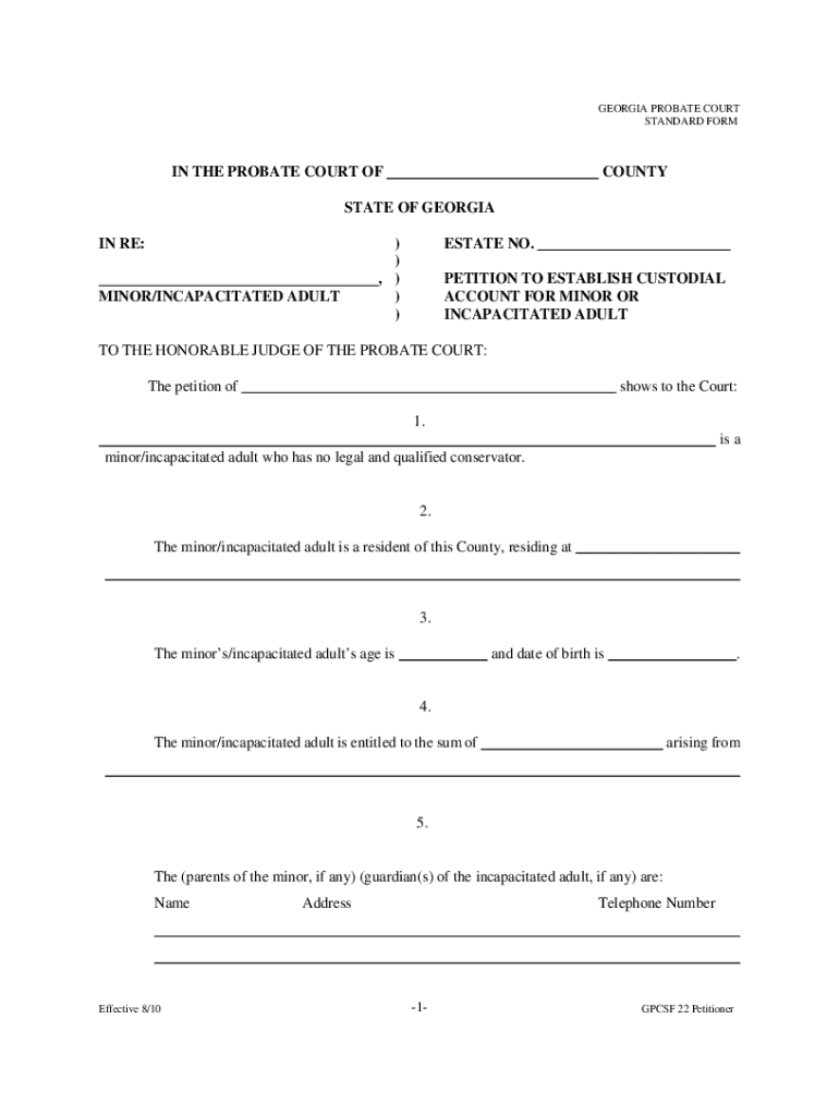 Georgia Custodial Account  Form