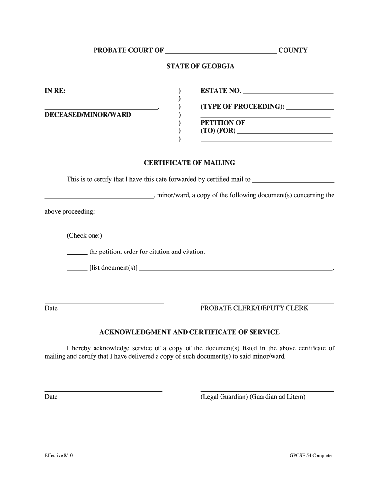 Ga Adult Ward  Form