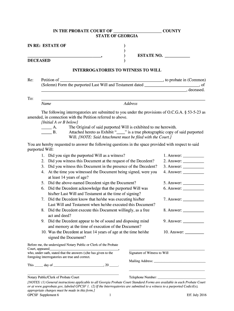 Gpcsf Supplement 6  Form