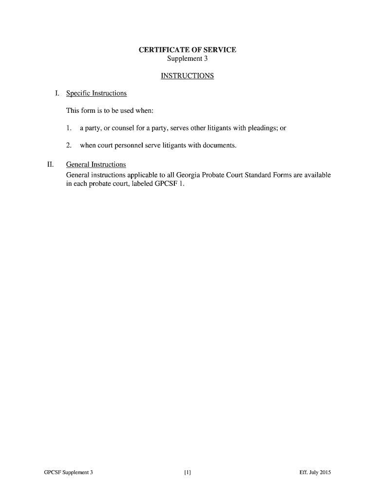 Supplement 3 Georgia Probate Courts  Form