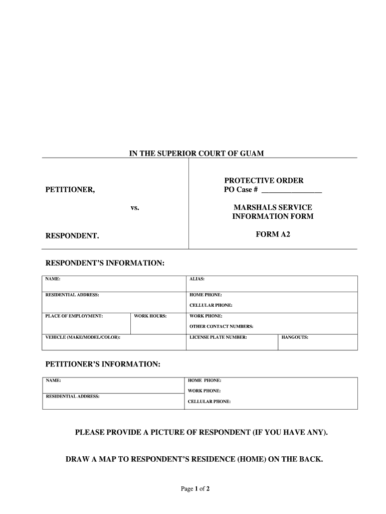 Marshals Service Information Form A2 Unified Courts of Guam Guamcourts