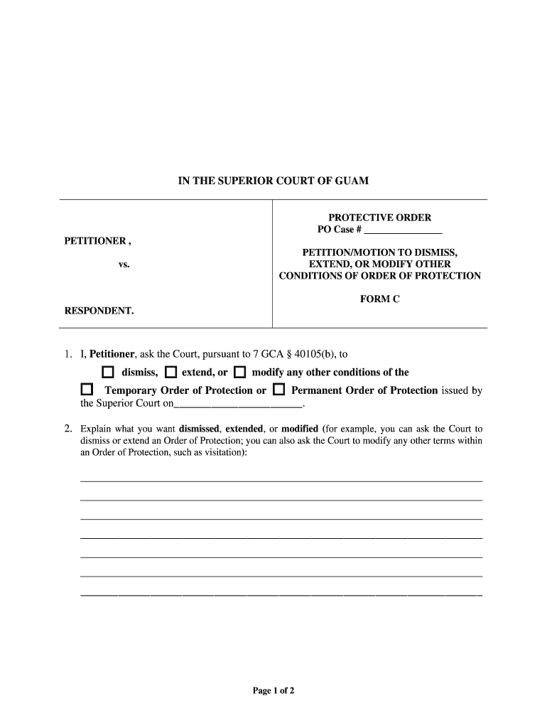 PetitionMotion to Dismiss, Extend, or Modify Other Conditions of Guamcourts  Form
