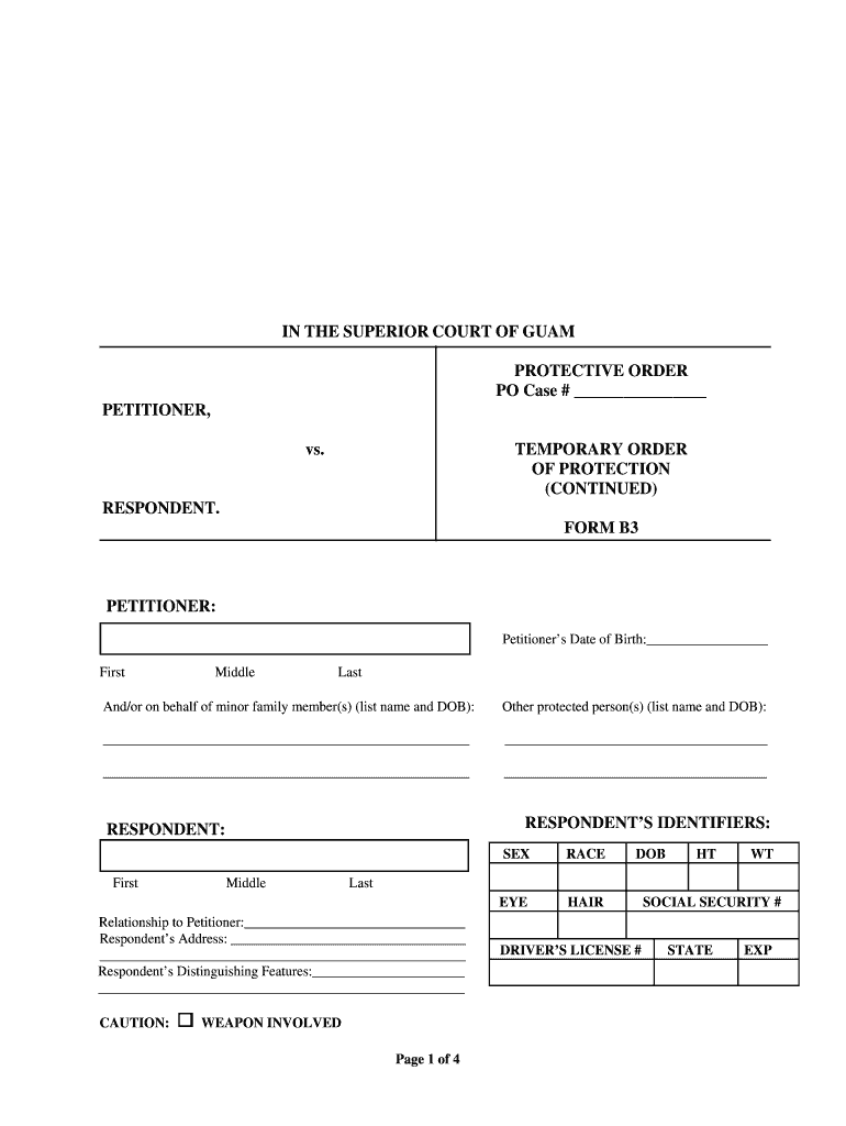 Temporary Order of Protection Unified Courts of Guam Guamcourts  Form