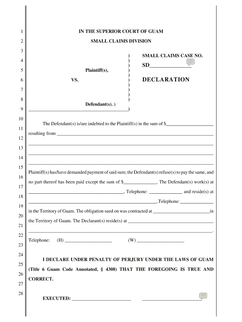 Guam Declaration  Form