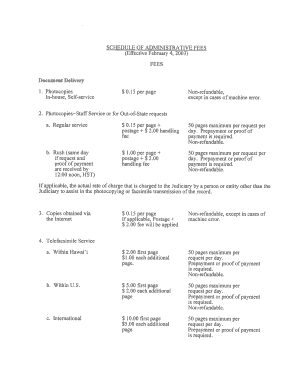 Schedule of Administrative Fees Hawaii State Judiciary Courts State Hi  Form