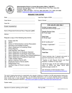 REQUEST for COPIES Request a Copy of the Following Documents  Form