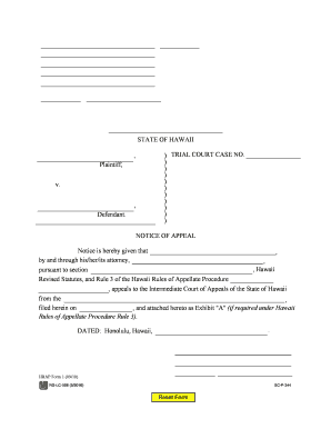 V NOTICE of APPEAL TRIAL COURT CASE NO STATE of Courts State Hi  Form