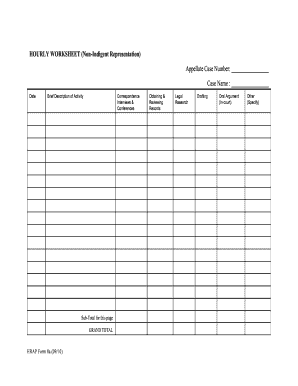 HOURLY WORKSHEET Non Indigent Representation Appellate Courts State Hi  Form