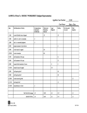 SAMPLE of Form 7a HOURLY WORKSHEET Indigent Courts State Hi