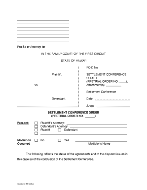 Settlement Conference Order  Form