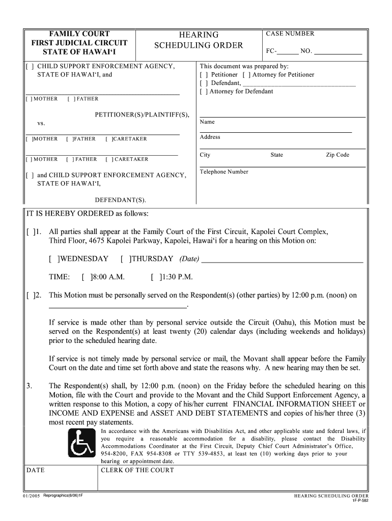 Hawaii P Scheduling  Form