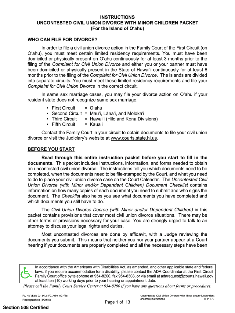 Instructions Hawaii State Judiciary Courts State Hi  Form