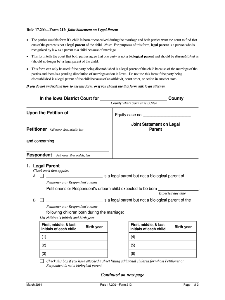 Form 212 Parent