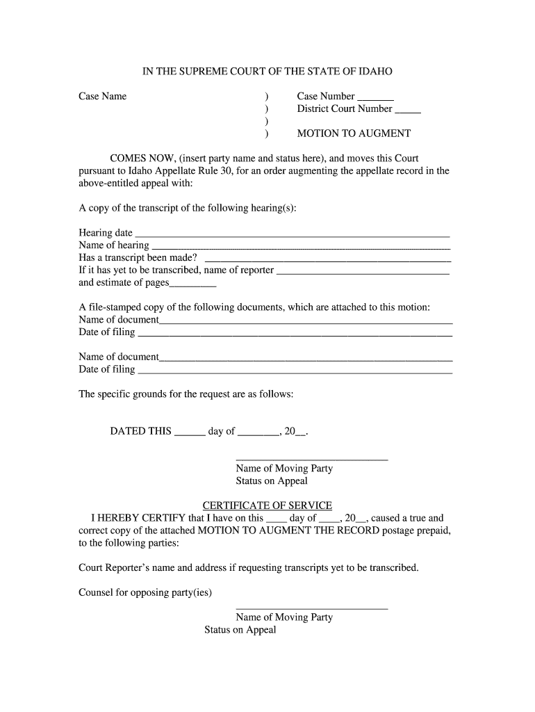 In the SUPREME COURT of the STATE of IDAHO Case Name Isc Idaho  Form