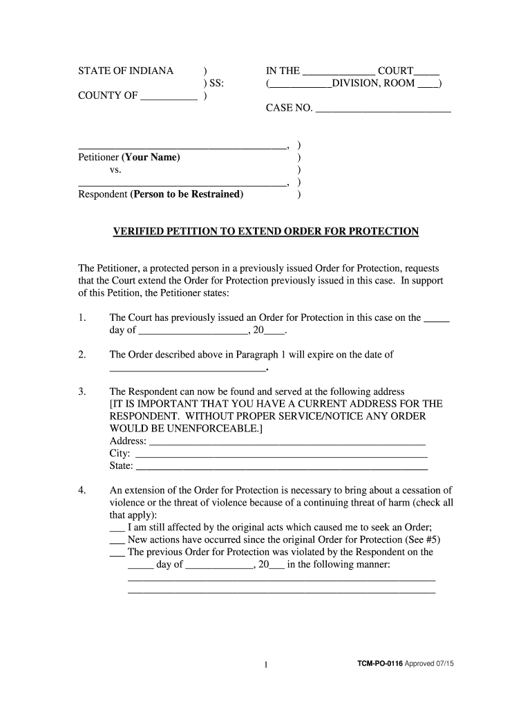 Petition to Modify an Order for Protection and Request for a in Gov in  Form