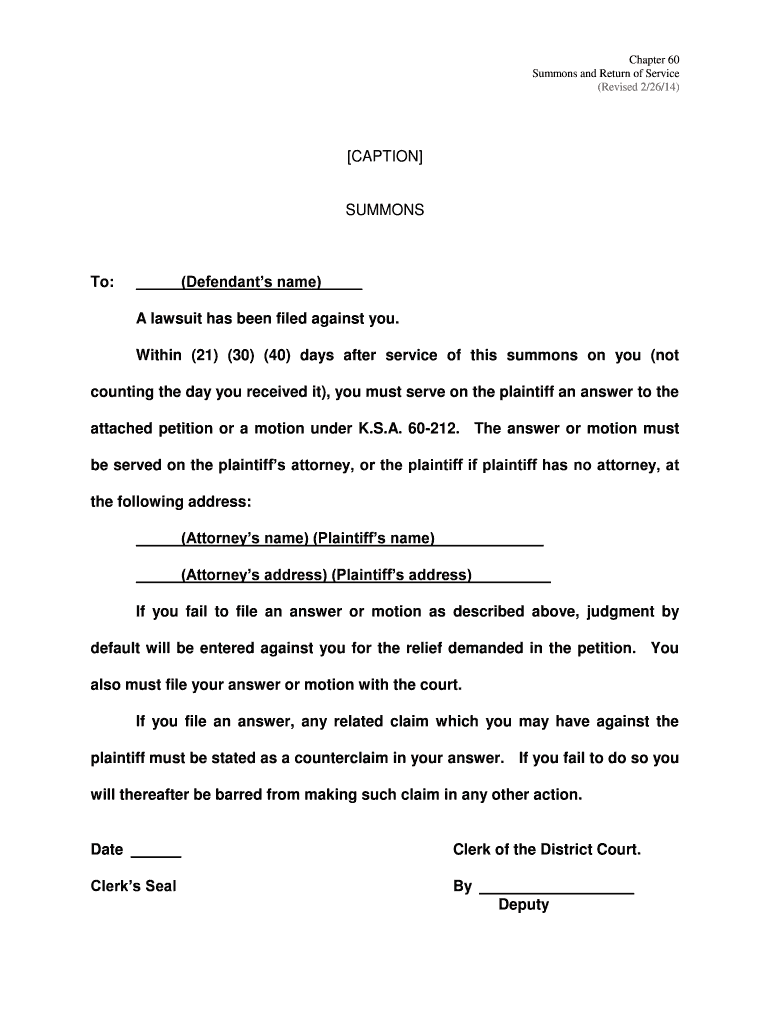  CAPTION SUMMONS to Kansas Judicial Council Kansasjudicialcouncil 2014-2024