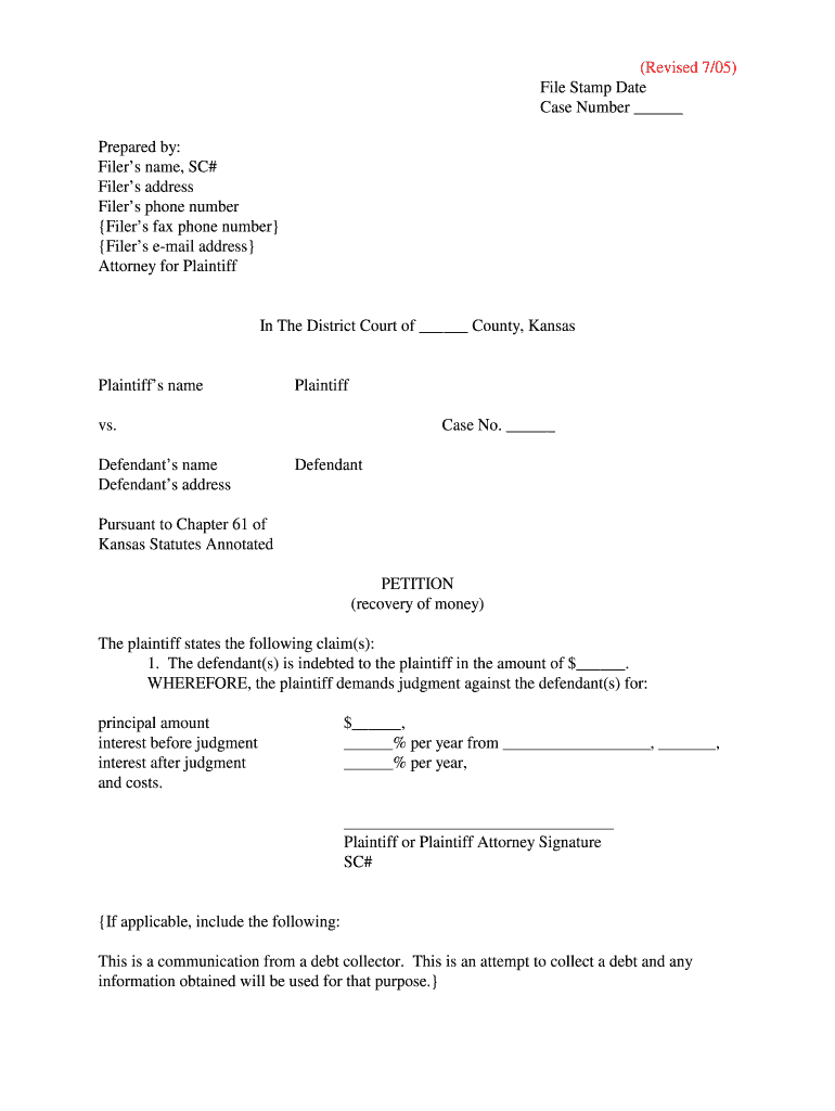  Ukscourtscouncilch61petitionrecovermoney Wpd Kansasjudicialcouncil 2005-2024