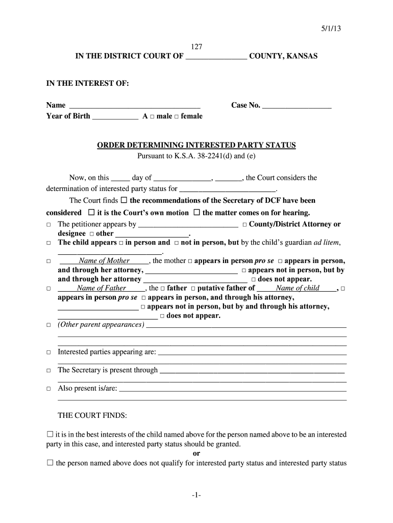  5113 1 127 in the DISTRICT COURT of Kansas Judicial Council Kansasjudicialcouncil 2013-2024