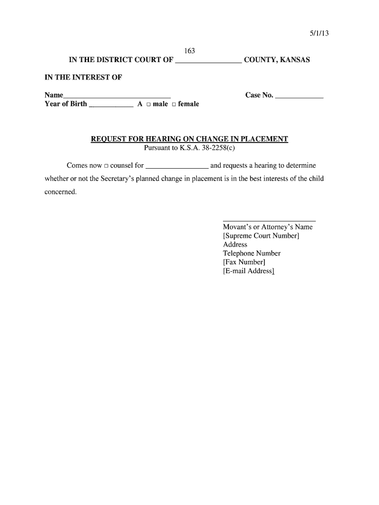  5113 163 in the DISTRICT COURT of COUNTY, KANSAS in Kansasjudicialcouncil 2013-2024