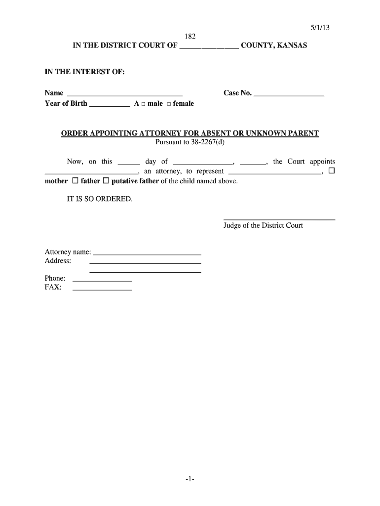 Get and Sign 5113 1 182 in the DISTRICT COURT of COUNTY, KANSAS in Kansasjudicialcouncil 2013-2022 Form