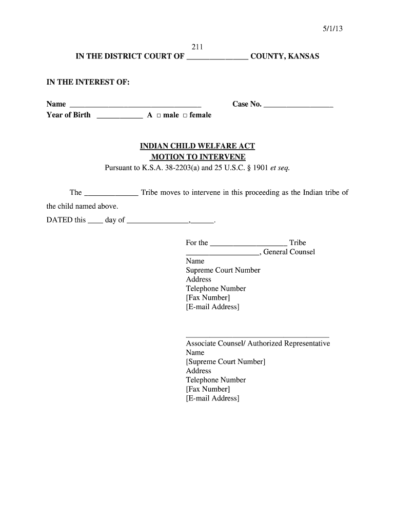  5113 211 in the DISTRICT COURT of COUNTY, KANSAS in Kansasjudicialcouncil 2013-2024