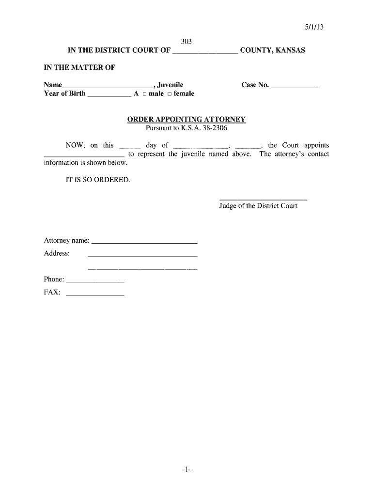  5113 1 303 in the DISTRICT COURT of Kansas Judicial Council Kansasjudicialcouncil 2013-2024