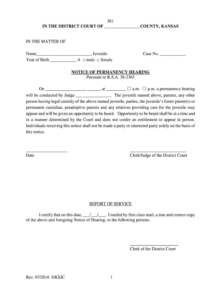  Rev 07 KSJC 1 361 in the DISTRICT COURT of Kansasjudicialcouncil 2016-2024