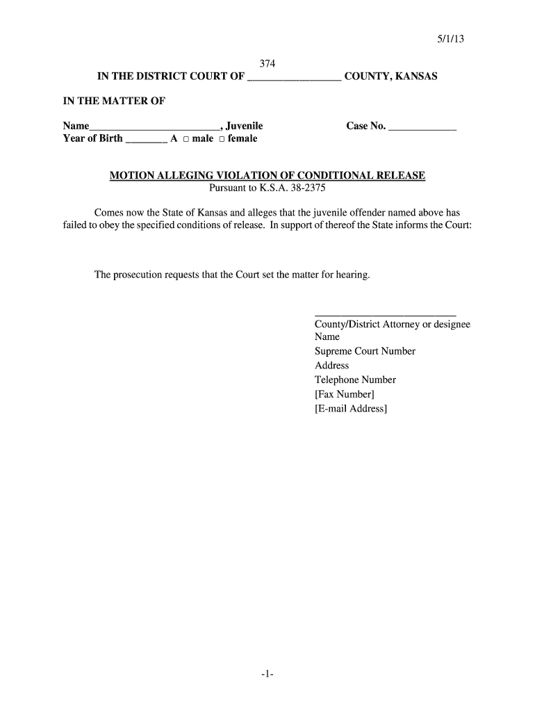  374 in the DISTRICT COURT of Kansas Judicial Council Kansasjudicialcouncil 2013-2024