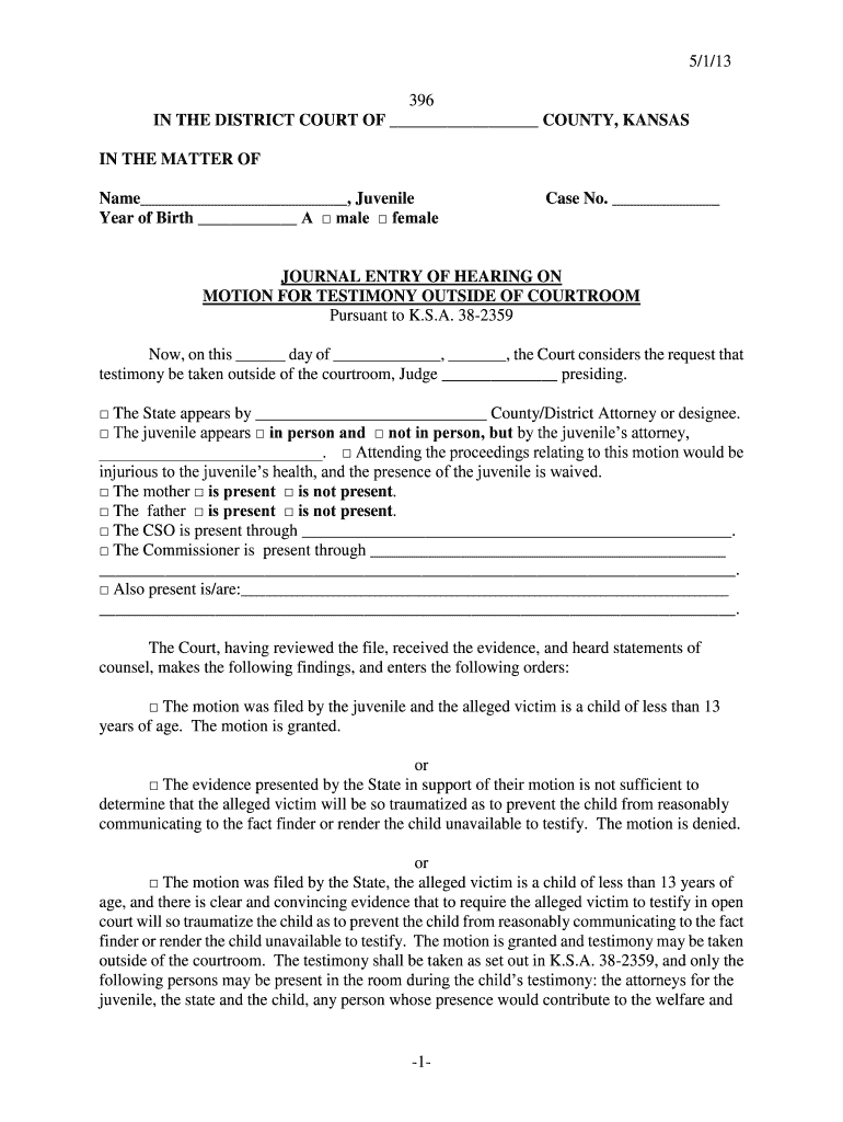  5113 1 396 in the DISTRICT COURT of COUNTY, KANSAS in Kansasjudicialcouncil 2013-2024