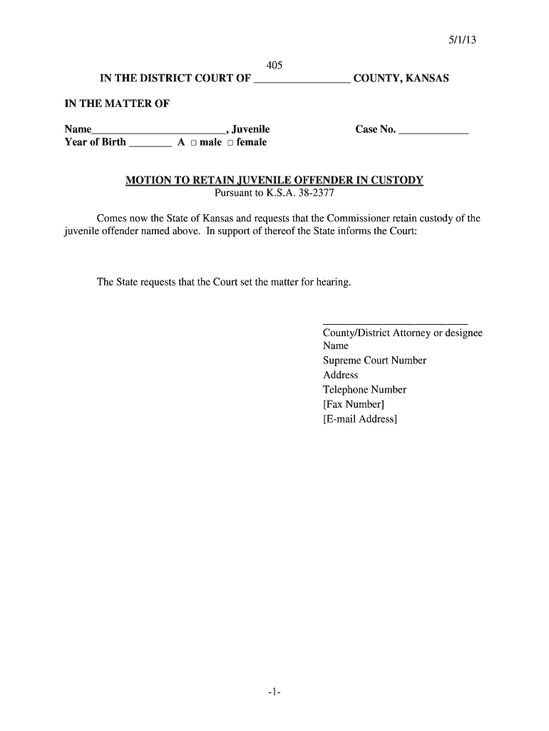  5113 1 405 in the DISTRICT COURT of Kansas Judicial Council Kansasjudicialcouncil 2013-2024