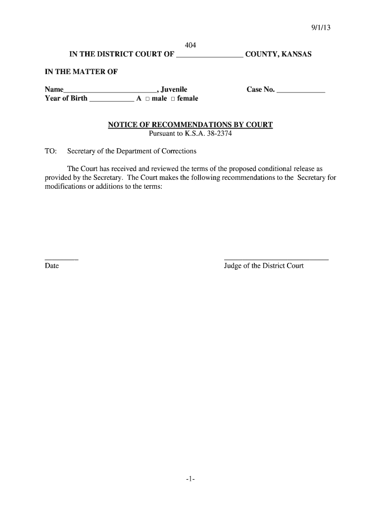  9113 1 404 in the DISTRICT COURT of Kansas Judicial Council Kansasjudicialcouncil 2013-2024