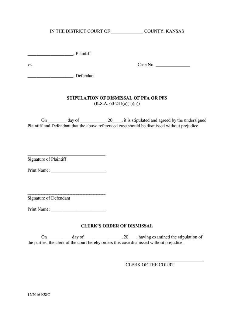 Get and Sign in the District Court of County, Kansas Kansas Judicial Council Kansasjudicialcouncil 2016-2022 Form