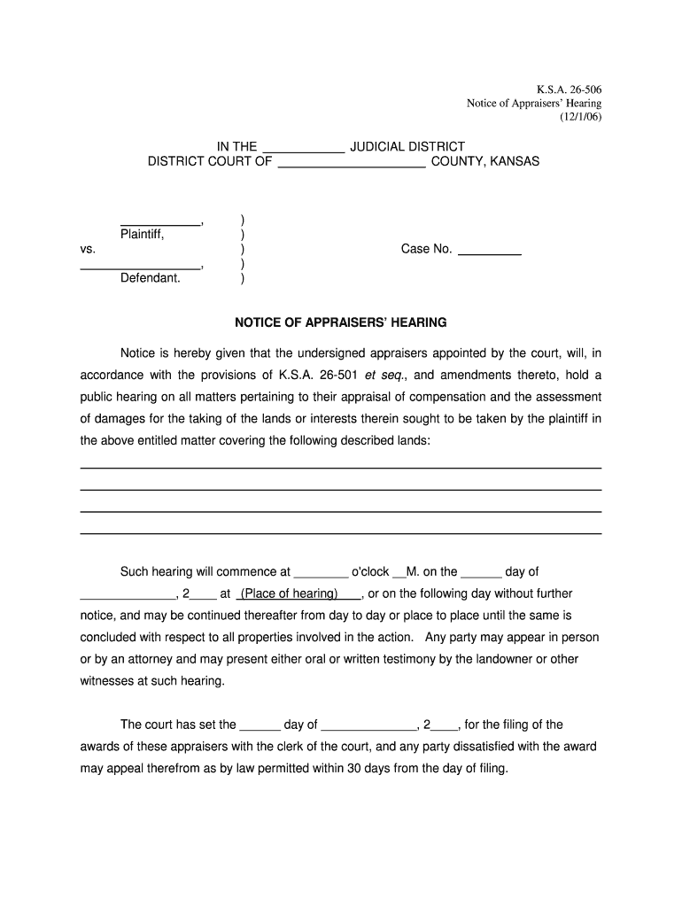  Notice is Hereby Given that the Undersigned Appraisers Kansasjudicialcouncil 2006-2024