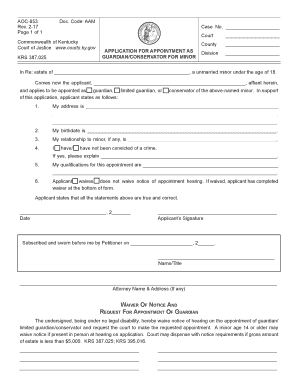  Ky Guardianship Forms 2017-2024