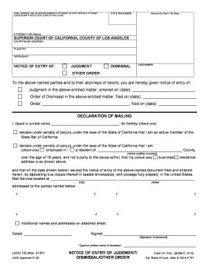  Dissolution Judgment Packet  San Diego Superior Court  State of 2007