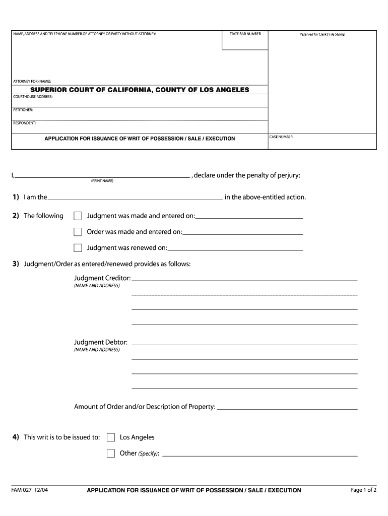  Judgment Creditor  Los Angeles Superior Court 2004