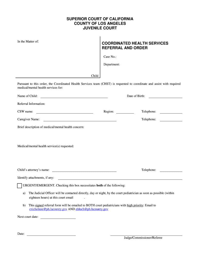 Superior Court of Ca Los Angeles  Form