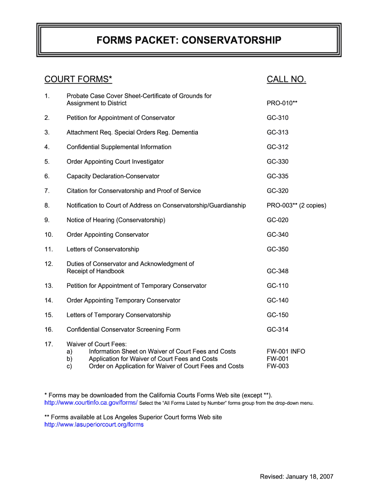  Conservatorship Forms 2007-2024