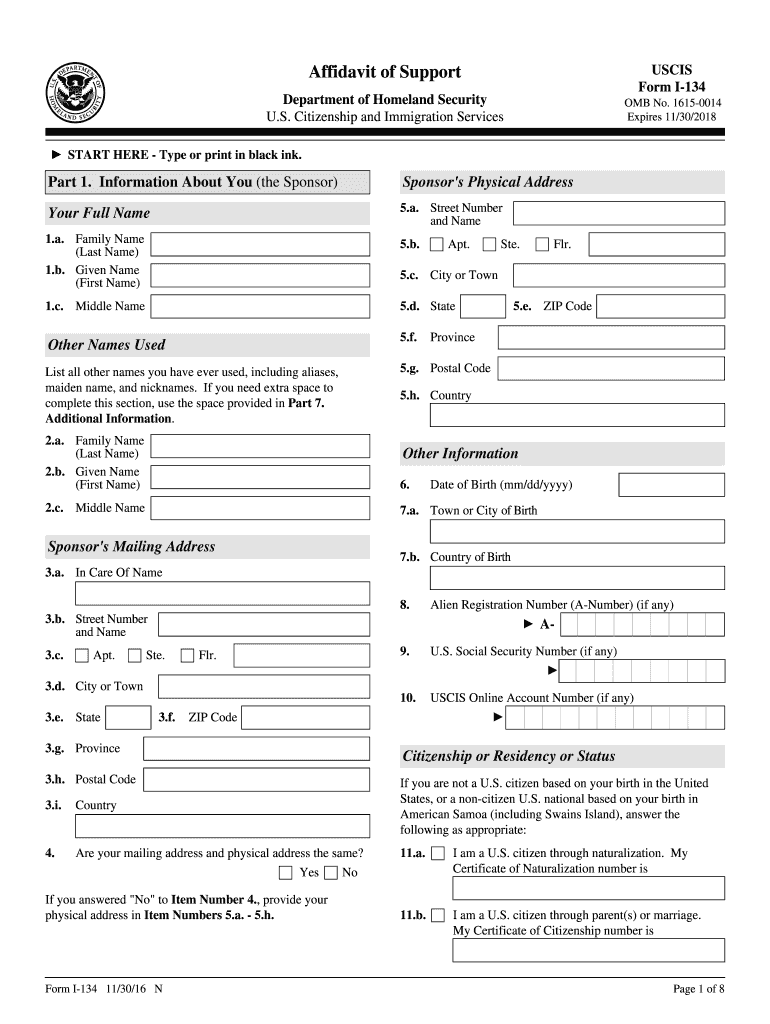 I 134 Form