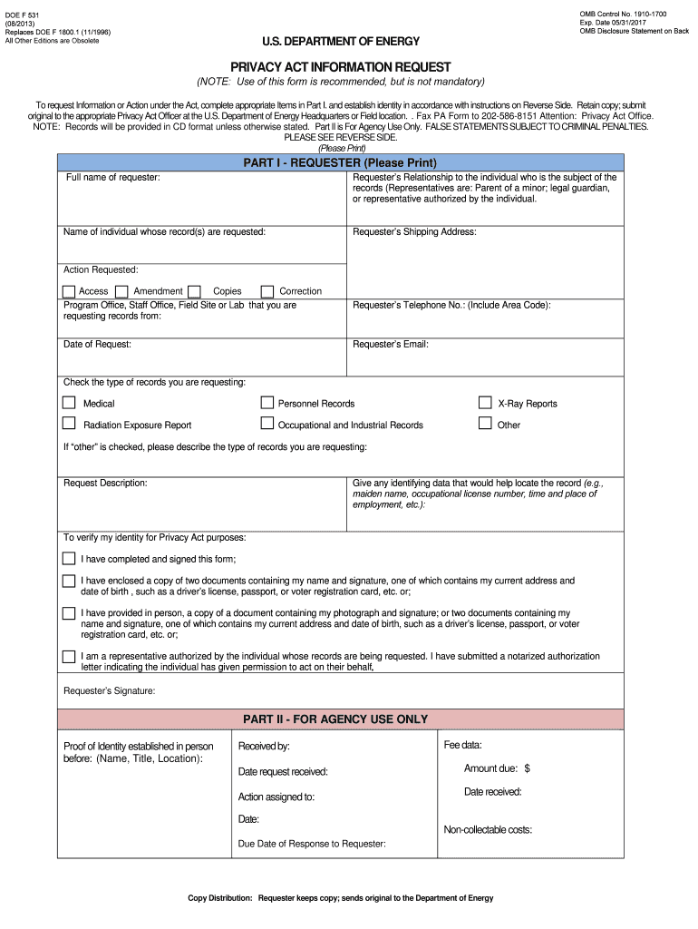 Privacy Act Information Request Form