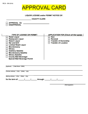 County Liquor License Approval Card Blank PDF Wyoming Eliquor Wyoming  Form