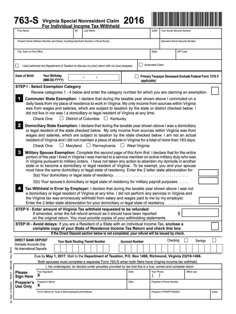  763s Form 2016