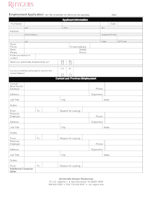 Rutgers Careers  Form