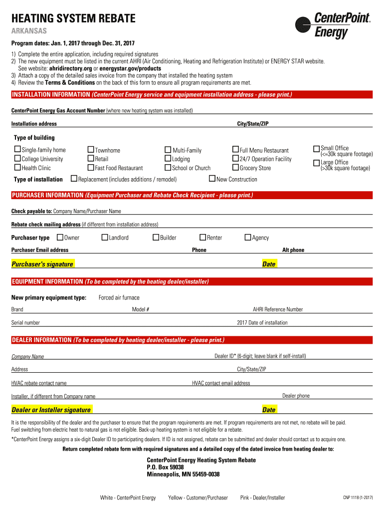 Centerpoint Rebate Forms