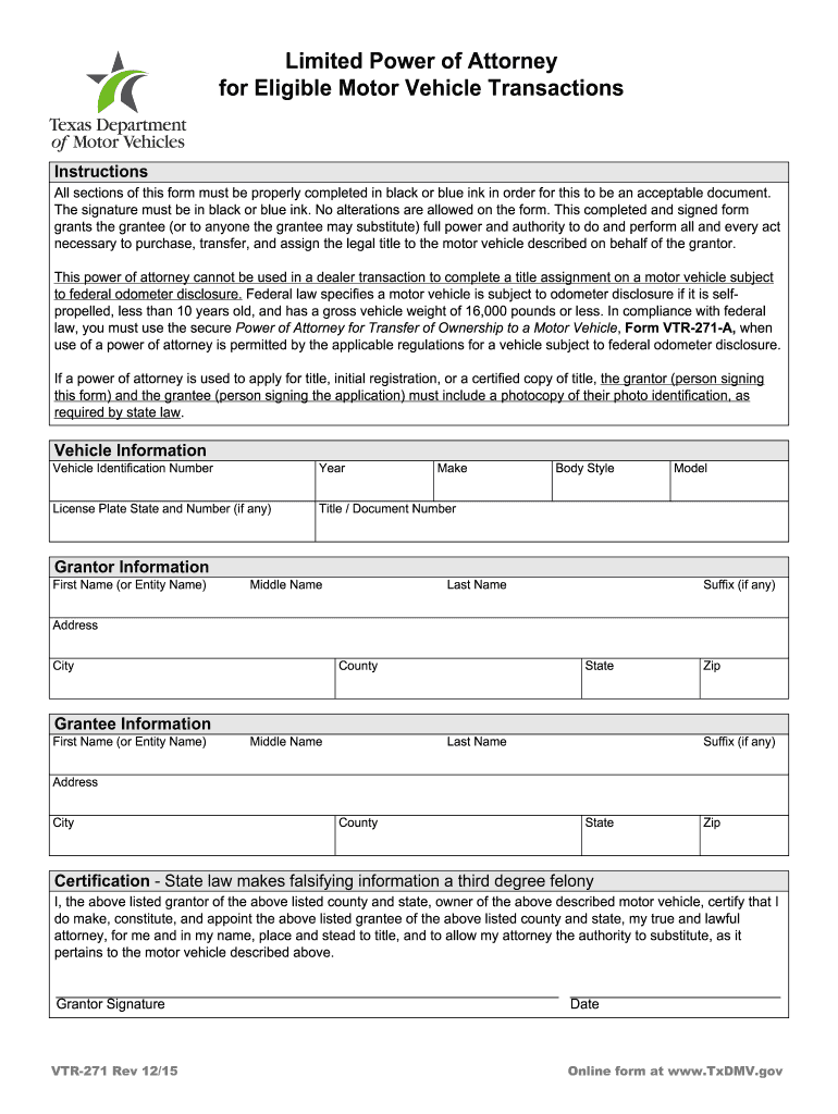  Vtr 271 Rev 1109  Form 2015