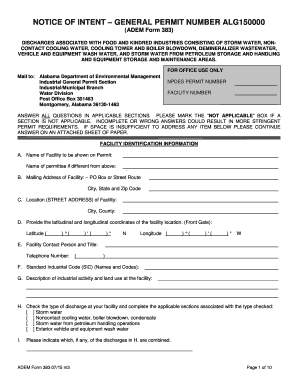 Get and Sign General Permit Application Package  NOI 15  Alabama 2015 Form
